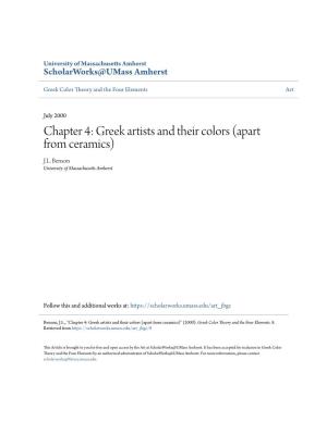 Greek Artists and Their Colors (Apart from Ceramics) J.L