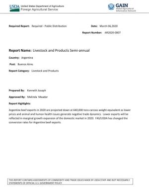 Report Name: Livestock and Products Semi-Annual
