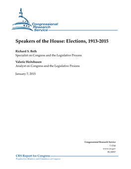 Speakers of the House: Elections, 1913-2013