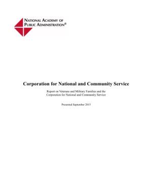 Veterans and Military Families and the Corporation for National and Community Service