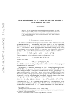 Isotropy Groups of the Action of Orthogonal Similarity on Symmetric