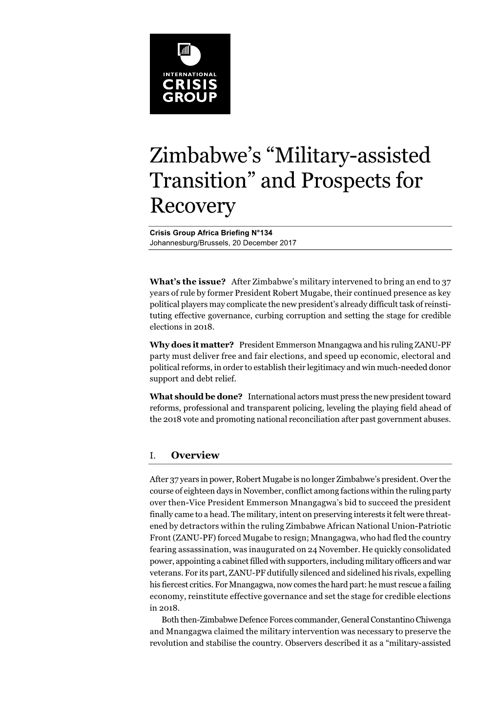 B134 Zimbabwe's Military-Assisted Transition
