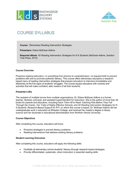 Course Overview Proactive Reading Instruction—In Everything From