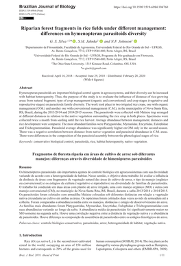 Riparian Forest Fragments in Rice Fields Under Different Management: Differences on Hymenopteran Parasitoids Diversity G