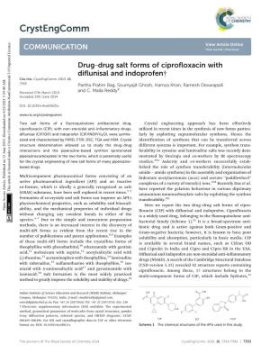 Drug–Drug Salt Forms of Ciprofloxacin with Diflunisal and Indoprofen