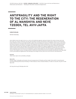 Antifragility and the Right to the City: the Regeneration of Al Manshiya and Neve Tzedek, Tel Aviv-Jaffa