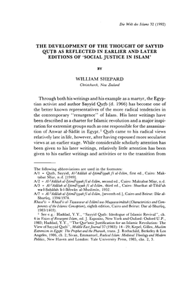 The Development of the Thought of Sayyid Qutb As Reflected in Earlier and Later Editions of 'Social Justice in Islam'