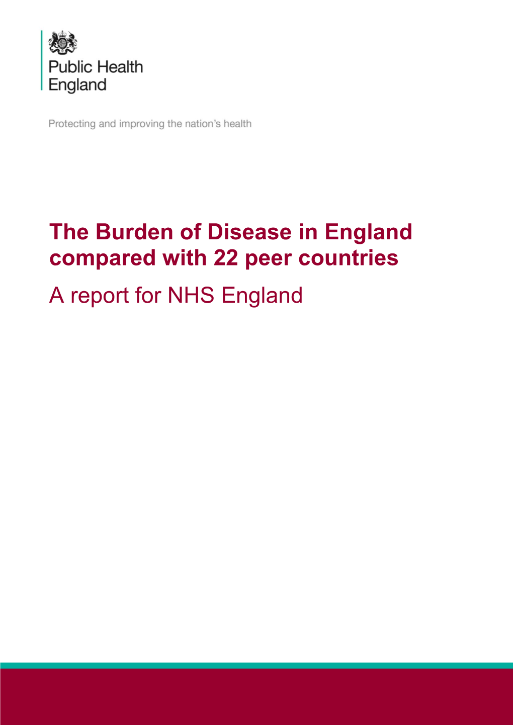 Burden of Disease in England Compared with 22 Peer Countries
