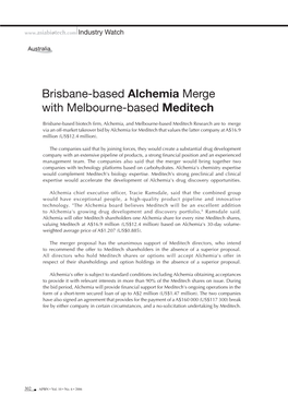 Brisbane-Based Alchemia Merge with Melbourne-Based Meditech