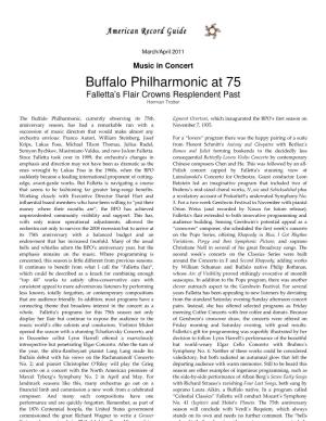 Buffalo Philharmonic at 75 Falletta’S Flair Crowns Resplendent Past Herman Trotter