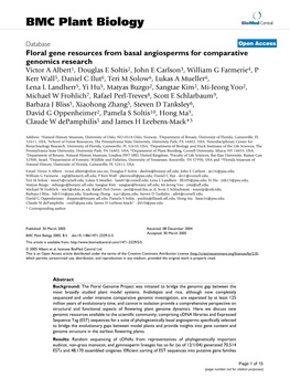 Floral Gene Resources from Basal Angiosperms for Comparative