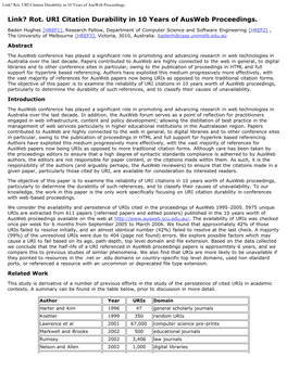 Link ? Rot: URI Citation Durability in 10 Years of Ausweb Proceedings