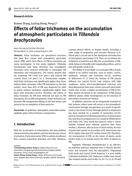 Effects of Foliar Trichomes on the Accumulation of Atmospheric