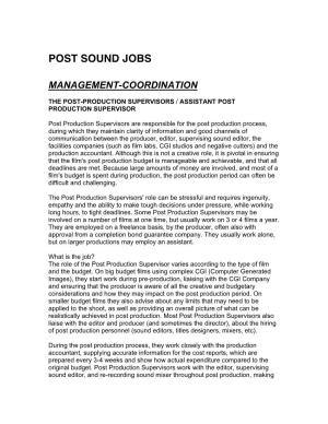 Post Sound Jobs