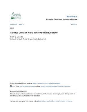 Science Literacy: Hand in Glove with Numeracy