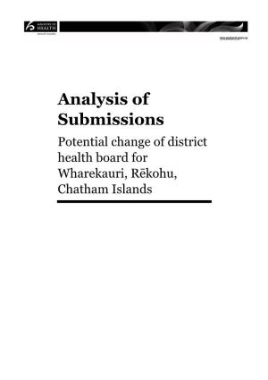 Analysis of Submissions: Potential Change of District Health Board for Wharekauri, Rēkohu, Chatham Islands