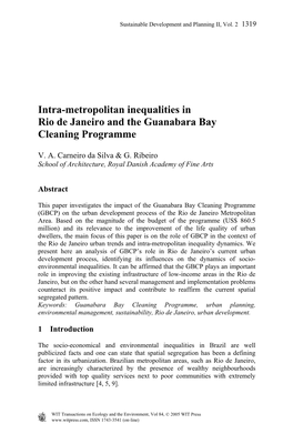 Intra-Metropolitan Inequalities in Rio De Janeiro and the Guanabara Bay Cleaning Programme