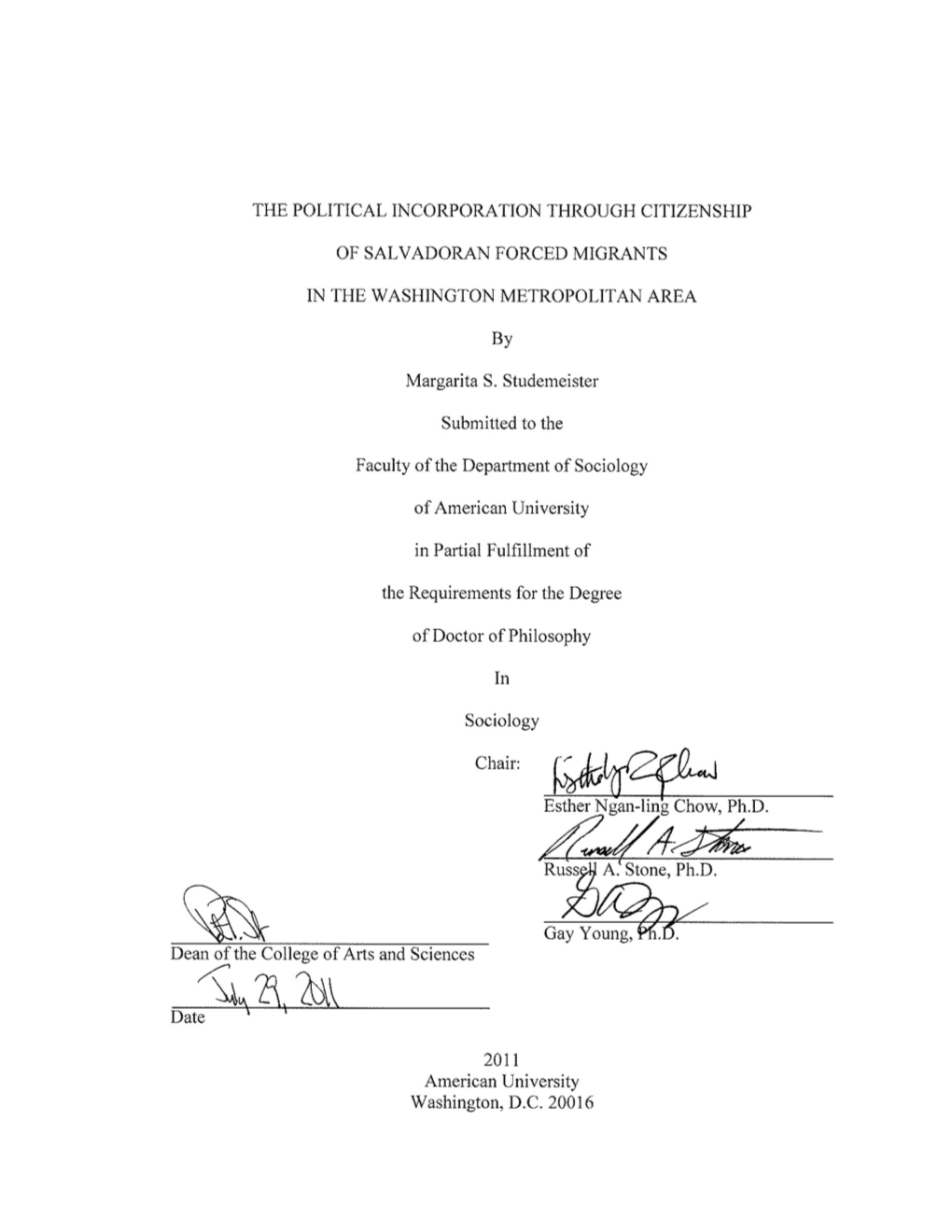 The Political Incorporation Through Citizenship of Salvadoran