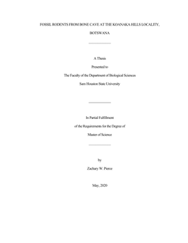 Fossil Rodents from Bone Cave at the Koanaka Hills Locality