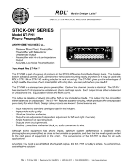 Model ST-PH1 Phono Preamplifier