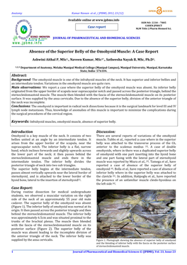 Absence of the Superior Belly of the Omohyoid Muscle: a Case Report