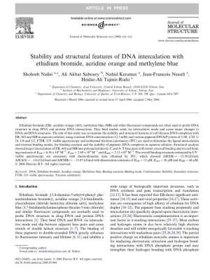 Stability and Structural Features of DNA Intercalation with Ethidium Bromide, Acridine Orange and Methylene Blue