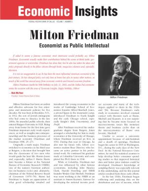 Milton Friedman Economist As Public Intellectual