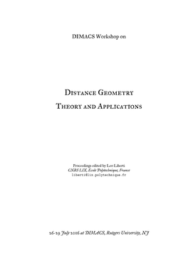 Distance Geometry Theory and Applications