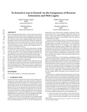 On the Uniqueness of Browser Extensions and Web Logins