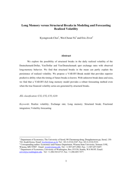 Long Memory Versus Structural Breaks in Modeling and Forecasting Realized Volatility