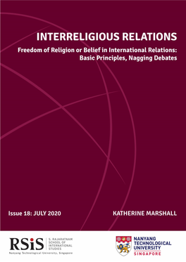 Freedom of Religion Or Belief in International Relations: Basic Principles, Nagging Debates