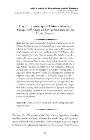 Chinua Achebe's Things Fall Apart and Nigerian Education