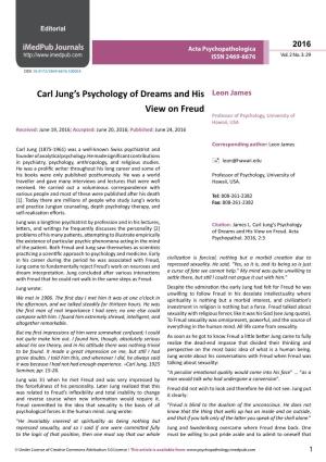 Carl Jung's Psychology of Dreams and His View on Freud