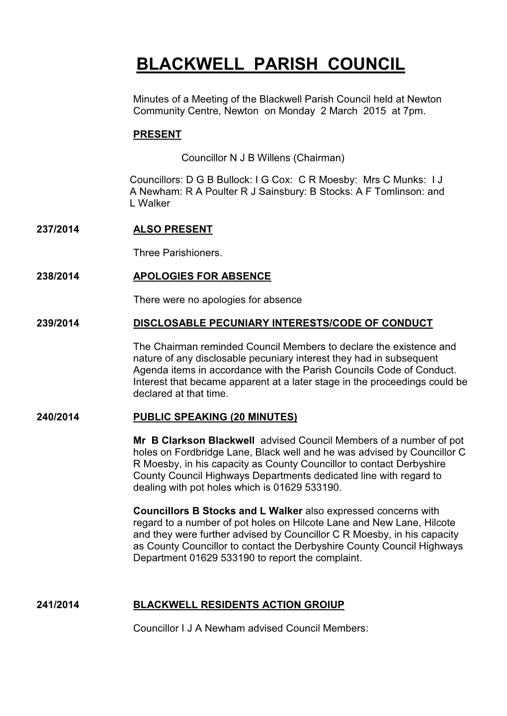 Blackwell Parish Council