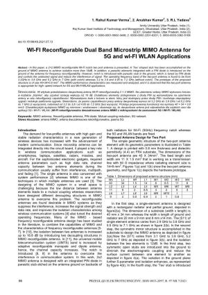 WI-FI Reconfigurable Dual Band Microstrip MIMO Antenna for 5G and Wi-FI WLAN Applications