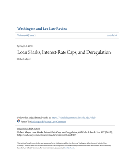 Loan Sharks, Interest-Rate Caps, and Deregulation Robert Mayer