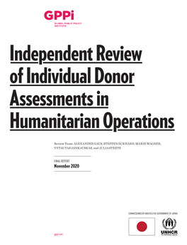 Independent Review of Individual Donor Assessments in Humanitarian Operations