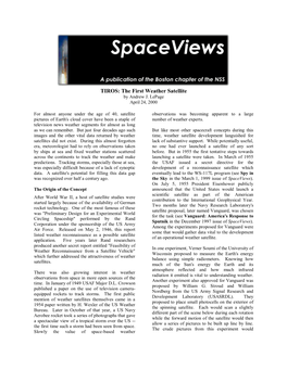 TIROS: the First Weather Satellite by Andrew J