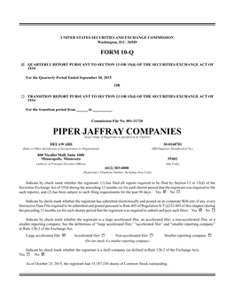 PIPER JAFFRAY COMPANIES (Exact Name of Registrant As Specified in Its Charter)