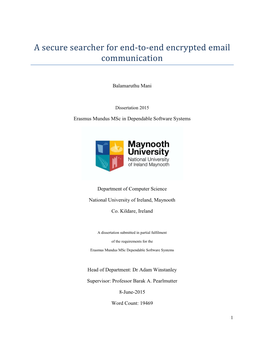 A Secure Searcher for End-To-End Encrypted Email Communication