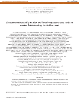 Ecosystem Vulnerability to Alien and Invasive Species: a Case Study on Marine Habitats Along the Italian Coast
