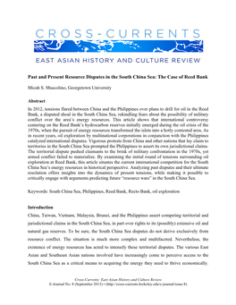 Past and Present Resource Disputes in the South China Sea: the Case of Reed Bank