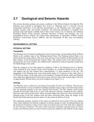 3.7 Geological and Seismic Hazards