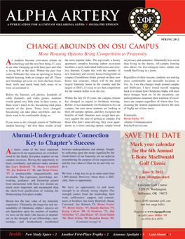 Alpha Artery a Publication for Alumni of Oklahoma Alpha T SIGMA Phi Epsilon