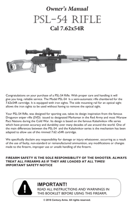 PSL-54 Rifle Cal 7.62X54r