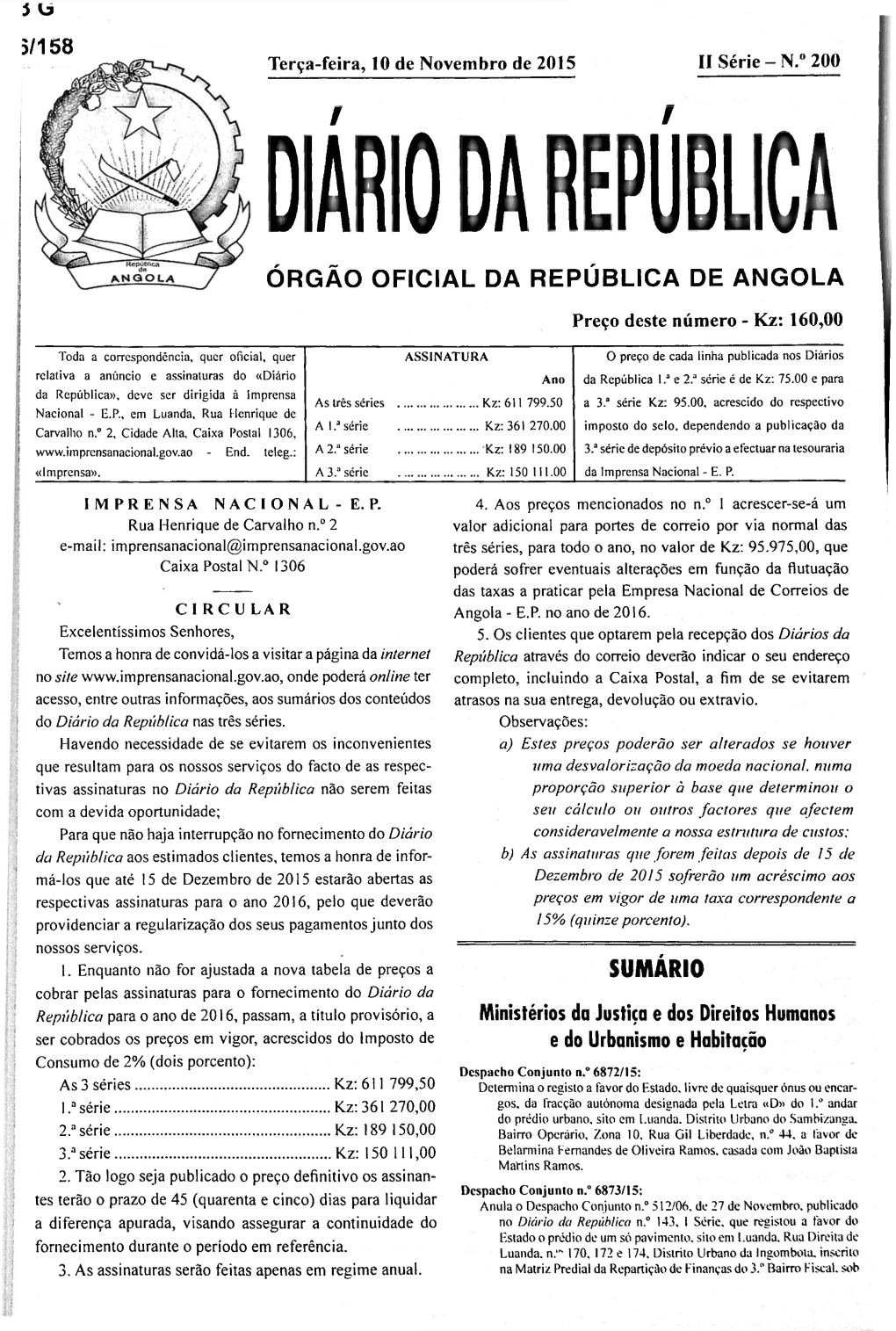 Órgão Oficial Da República De Angola