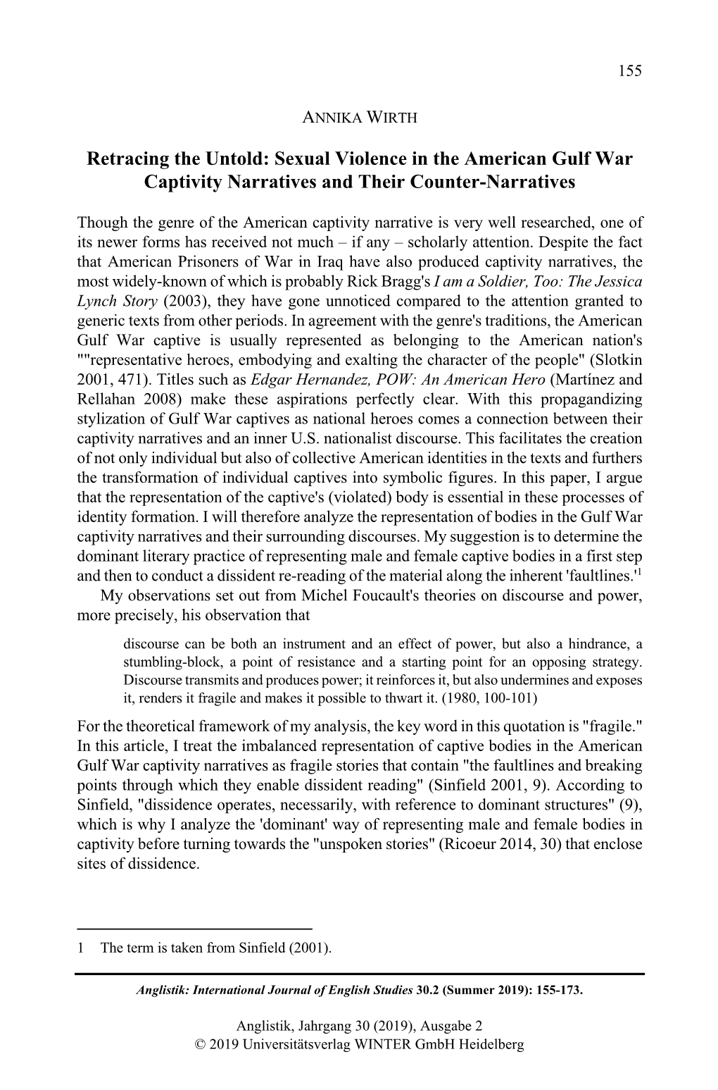 Retracing the Untold: Sexual Violence in the American Gulf War Captivity Narratives and Their Counter-Narratives