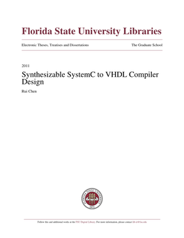 Synthesizable Systemc to VHDL Compiler Design Rui Chen
