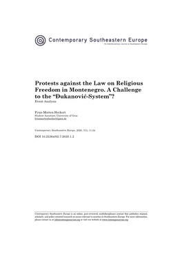 Protests Against the Law on Religious Freedom in Montenegro. a Challenge to the “Đukanović-System”? Event Analysis