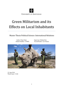 Green Militarism and Its Effects on Local Inhabitants ______